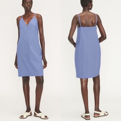 Everlane The Poplin Slip Dress V-Neck Cornflower Blue Women's 8 NWT