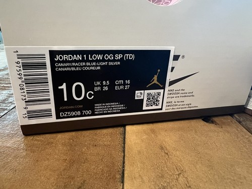 New Travis Scott Jordan 1 Retro OG SP Low Canary Toddler 10c DZ5908-700 - Picture 11 of 13