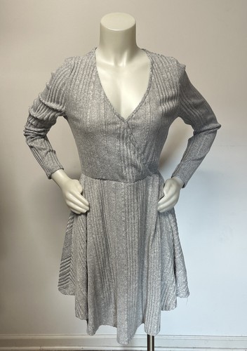 Dress GB Gray Woman's Dress Size XL Rib Knit Snap Front Ladies - Picture 2 of 13
