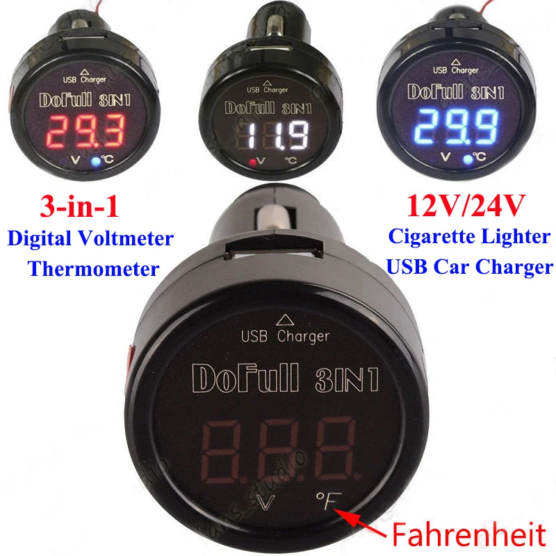 Auto-Adapter, Ladegerät, Zigarettenanzünder, 12 V, 24 V, digitales  Voltmeter, Thermometer, Spannungstemperaturmesser für Auto, Wohnmobil, LKW  – die besten Artikel im Online-Shop Joom Geek