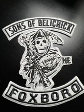 FOXBORO FOOTBALL IRON ON PATCH 4” X 4 1/2”