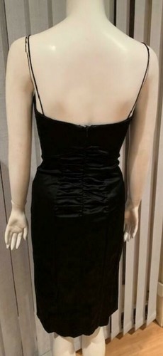 Nicole Miller Collection Black Spaghetti Strap Ruched Cocktail Dress - Size 2 - Picture 4 of 6