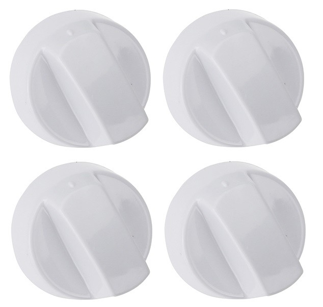 4-Pack Universal White Cooker Oven Knobs With Adapters - Fits AEG, Bosch, Hotpoint