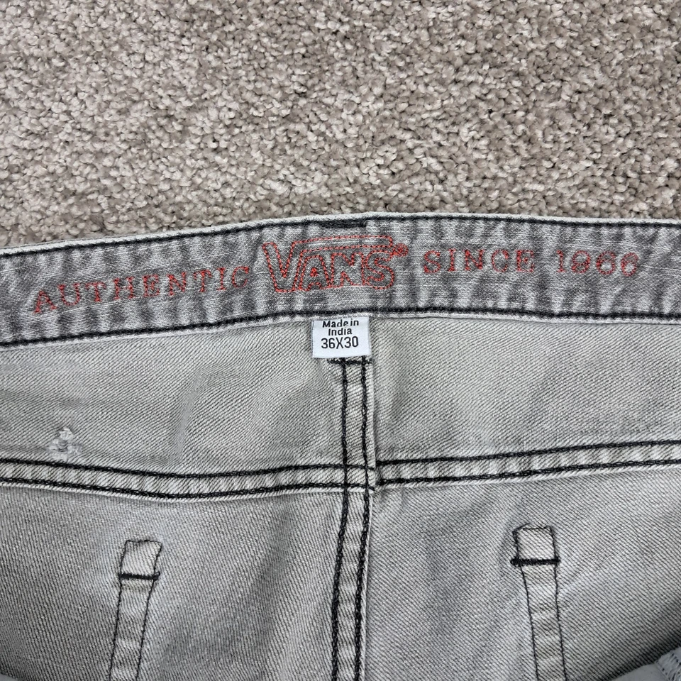 Pantalones de mezclilla para hombre Vans pierna recta lavado claro desteñido negro 36x30 Foto 4 de 4