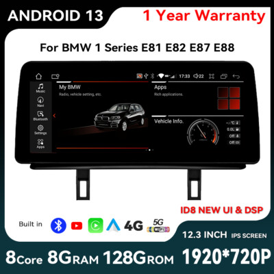 12,3'' Multimedia Autoradio 8+128GB GPS SWC Carplay Für BMW 1er E81 E82 E87 E88