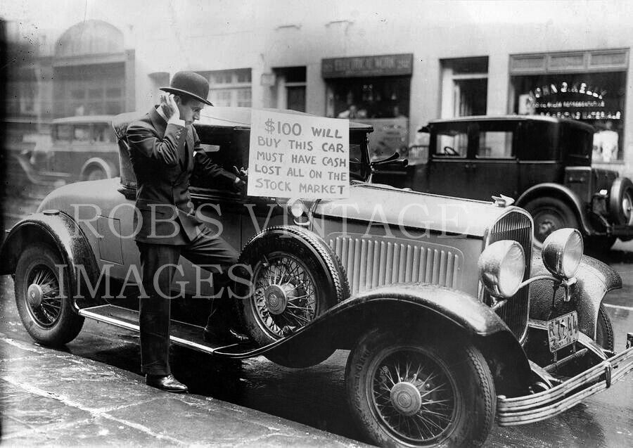 $100 Buy's This Car Great Depression Stock Market Crash Photo 1929