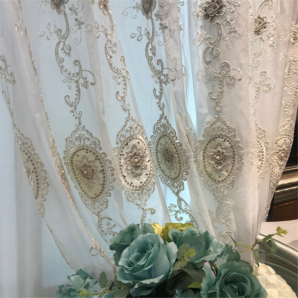 Beaded Fl Embroidered Curtain Double Layer For Living Room 1 Panel