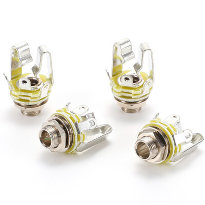 6.35mm Mic Mono Stereo Plug Panel Mount Audio Connectors Socket Jack 3Pole Metal
