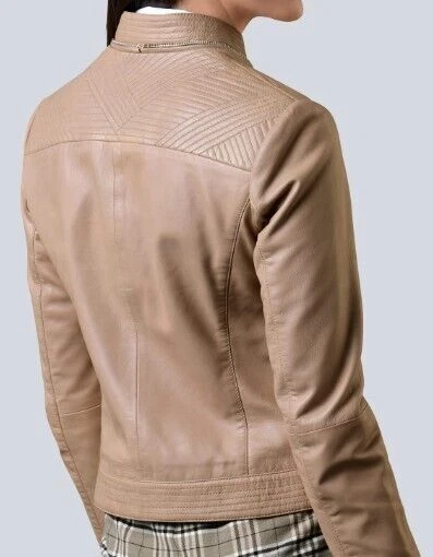 ALBA MODA Dame Lederjacke Blazer softesLammnappa beige Figurbetont Gr 40 NEU HR5 - Bild 2 von 4