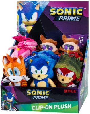 Offizieller Sonic Prime Clip-On Schlüsselanhänger Plüsch - Wählen Sie aus Liste, 6 verschiedene Arten