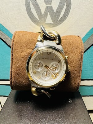 Michael Kors white chain runway watch Michael Kors Slim Runway White Dial SS Quartz Womenss Watch  main image 2