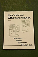 Snap On WB250 & WB260A Precision Wheel Balancer Users Manual Tire Spin Guide