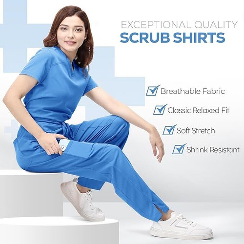 NY Threads Scrubs for Women V-Neck Nurse Scrub Top Women Workwear - Picture 30 of 68