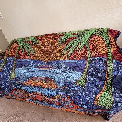 Chris Pinkerton Tapestry Tropical Paradise Surf Wave Palm Tree