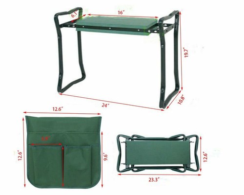 Banco arrodillador de jardín plegable rodillas cojín suave asiento almohadilla Eva con bolsa para taburete - Imagen 2 de 5