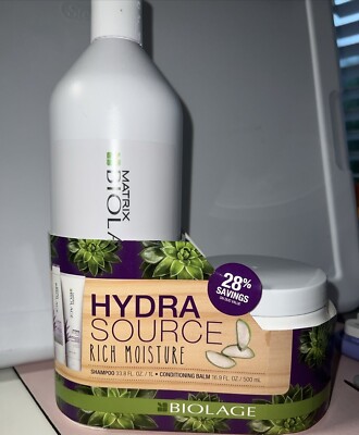 Matrix Biolage Hydra Source Shampoo 33.8 Oz & Conditioning Balm 16.9 Oz Duo SC2