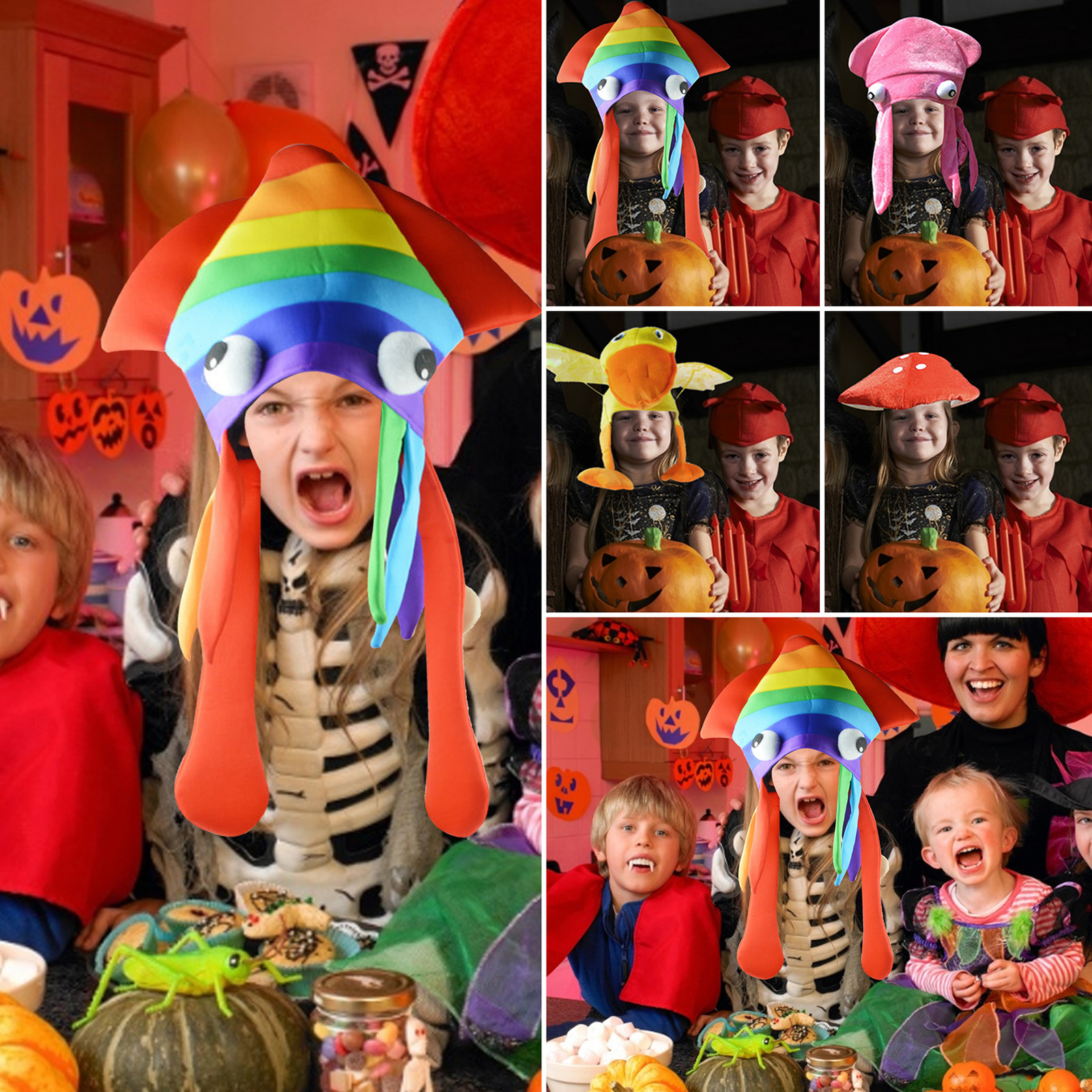 Octopus Hat Multicolored Squid Sea Animal Halloween Costume Hat Funny