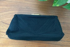 Vintage 50s 60s CORDE Deco Black Gold Embroidered Clutch Handbag / Purse Genuine