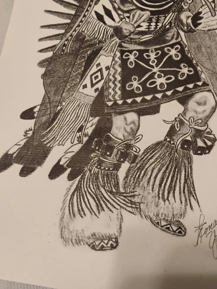 Vintage 1974 Leonard Young Bear Indian Dancer YoungBear Print - Image 4 of 4