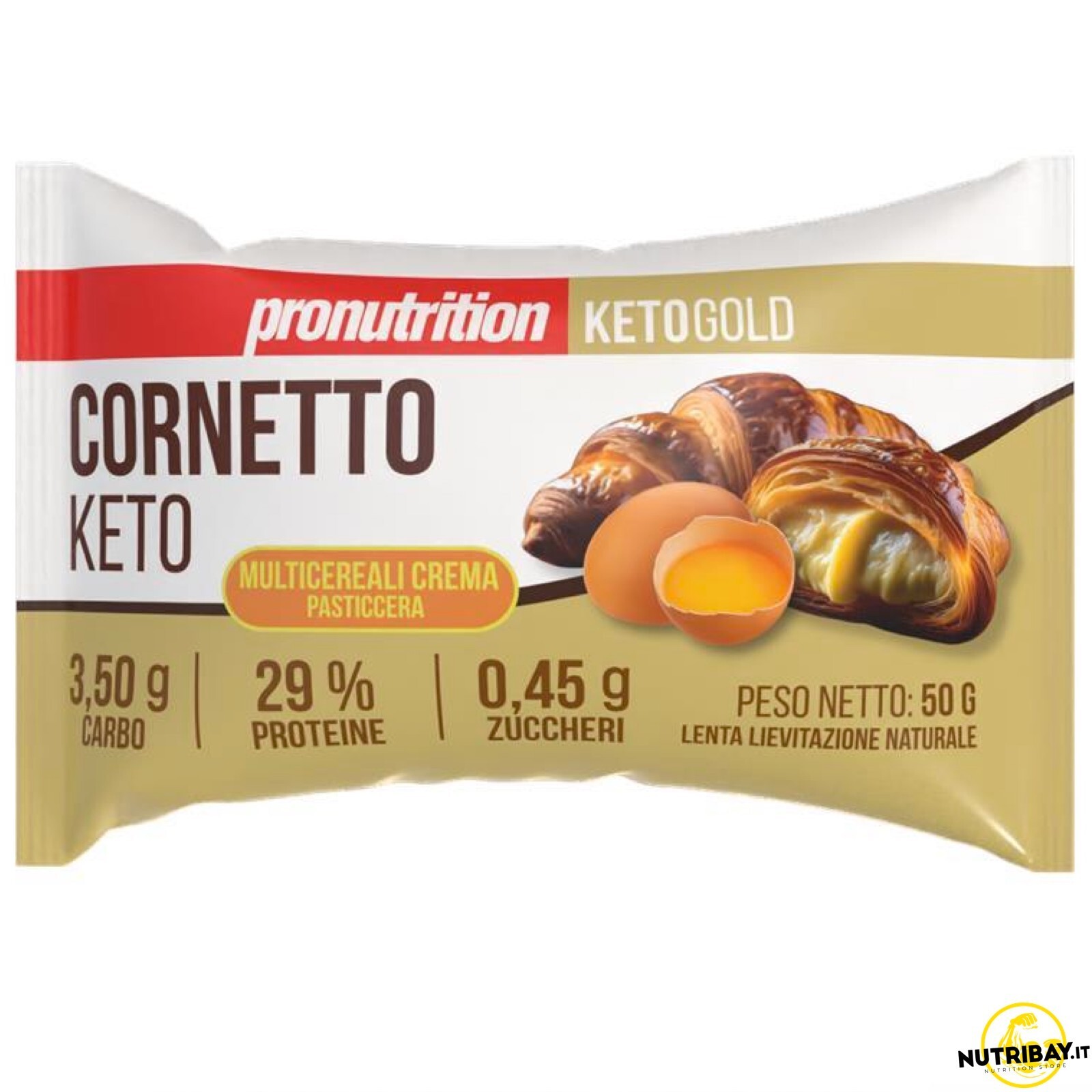 Pronutrition Cornetto Keto Multicereali Crema Pasticcera - 1 cornetto da 50 gr