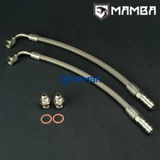 Turbo Water Line Kit 6AN 3/8" Hose 90Deg-1/2"Barb 100cm Garrett GT3071R GTX3071R