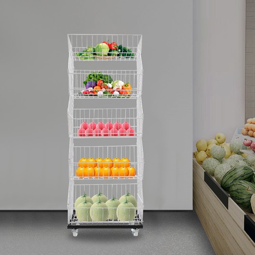 5 Tier Wire Grid Retail Display Shelf Merchandise Display Rack Stand w ...