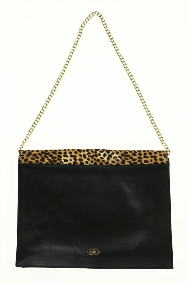 Vince Camuto 245151 Clutch Magnética Feminina Couro Caleb Preta/Cheatah - Imagem 2 de 4