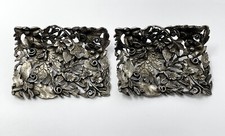 VINTAGE antique Musi SHOE BUCKLE clips HIGH RELIEF repousse 2 1/4"