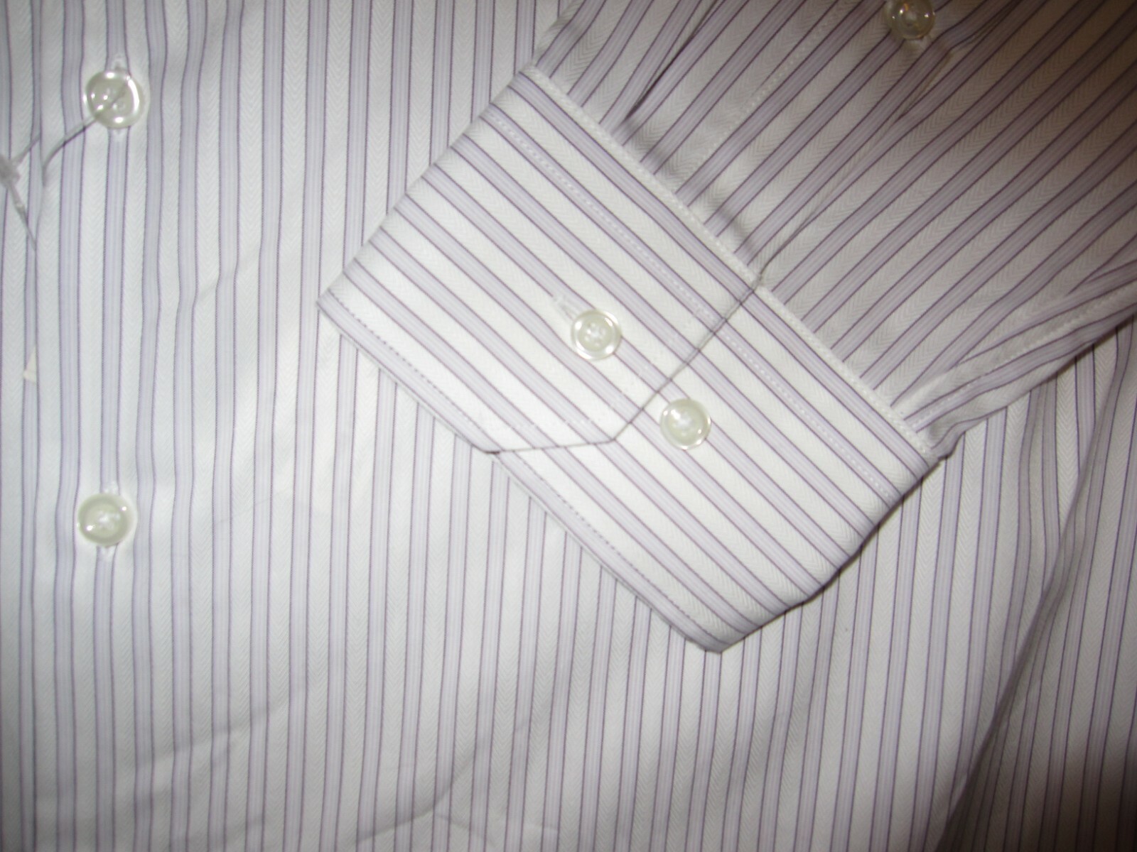 JOHN W NORDSTROM Trim Fit White Lilac Dress Shirt Mens Size Sz 17 17x34 ...