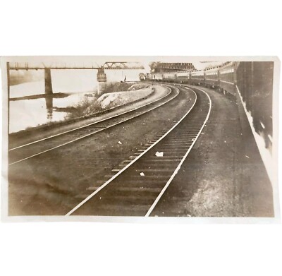 1920-1930s Real Photo Railway Train Tracks Bridge Antique Unknown Location E83H
