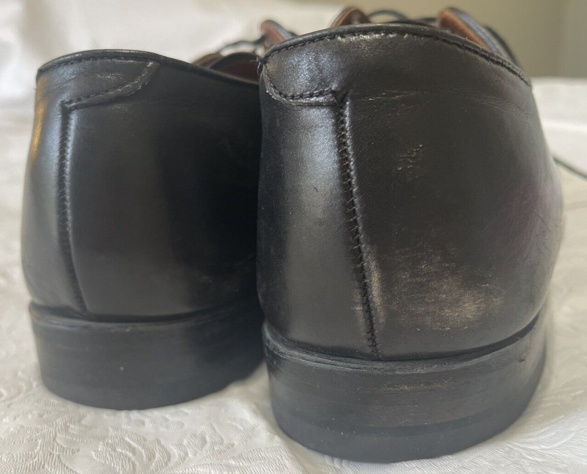 E.T. Wright Black Leather Formal Dress Oxford Lace Up Shoes Mens Size 10.5 A Mens Casual Dress Shoes Comfortable Leather Checkered Lace  main image 3