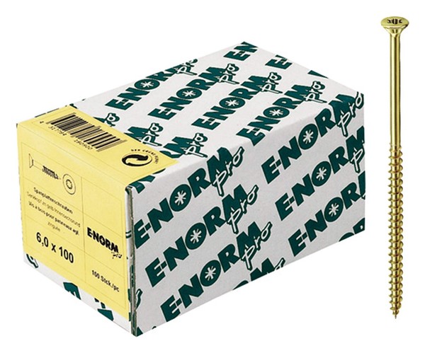 E-Normpro Spanplattenschrauben Senkkopf Verzinkt Gelb Tx 4,0 X 60 /... 100 StüCk-image