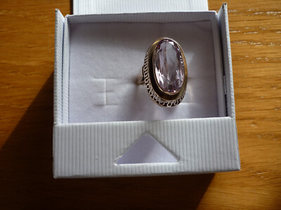 Damenring 8 Karat 333-er Gold mit Amethyst ovale Form Goldschmiedearbeit 50-iger
