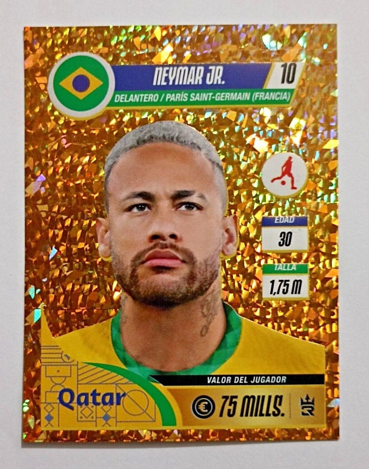 2022 Panini Neymar Jr Gold Sticker Extra Legend Fifa World Cup Qatar Brazil  RARE