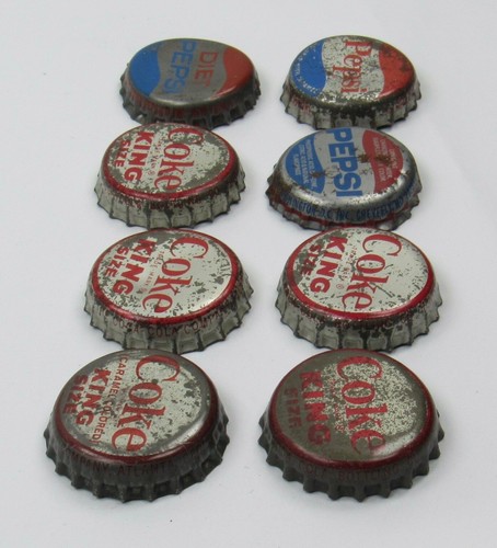 Pepsi, Diet Pepsi, Coke King Soda Bottle Caps Lot of 8 Cork Lined - Picture 5 of 21