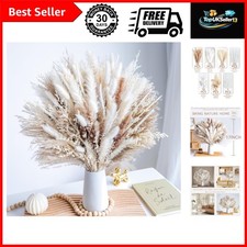 96PCS Natural Dried Pampas Grass Boho Home Decor Bouquet Phragmites Dried Flo...