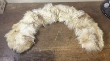 Vintage Real Fur Collar Scarf Wrap Stole Neck Warmer Cream White 30  Long