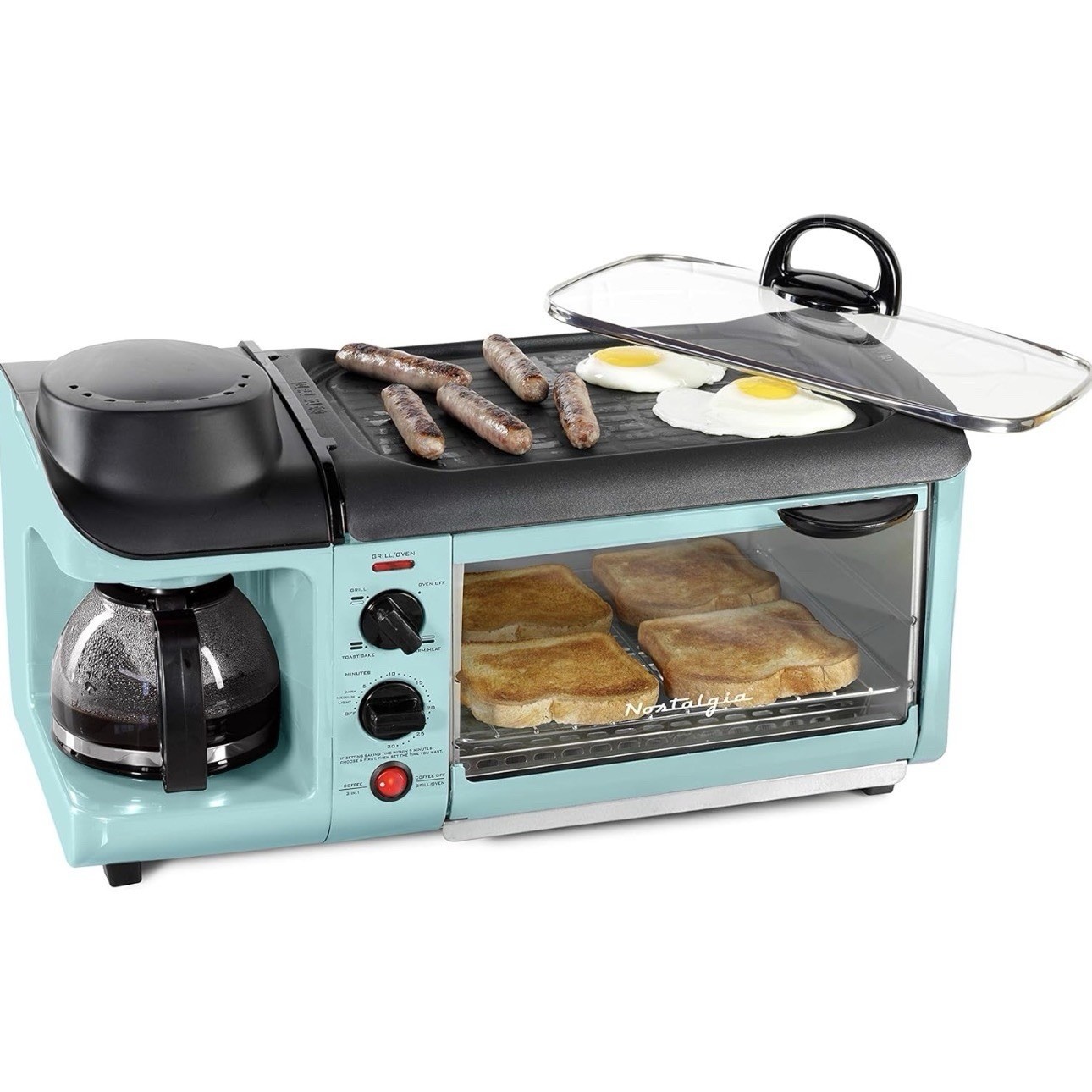 Griddle Toaster Oven Combo Blue