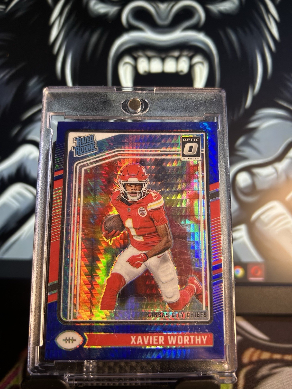 2024 Panini Donruss Optic Rated Rookie Xavier Worthy #300 Blue Hyper Prizm (RC)