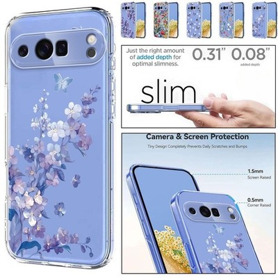 Für Google Pixel 10 Pro XL 9 Pro 9A Klar Floral Blume Stoßfest Handyhülle Case