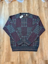 VTG The Italian Sweater Co Men's Wool Sweater Size Small - Geometric Patchwork