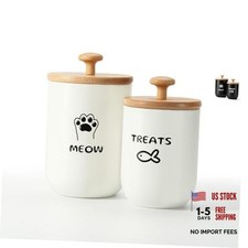 White Oganizer Cat Treat Container with Airtight Lid - Cat Oganizer Dry Food