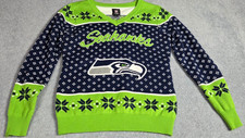 Seattle Seahawks Official NFL Christmas Holiday Sweater V-Neck L Team Apparel