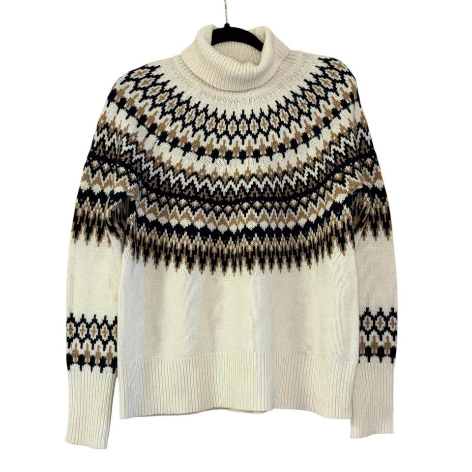 Suéter Top Vineyard Vines Nordic Fairisle Mezcla de Lana Para Mujer’s M Cuello Alto Tejido Foto 3 de 4