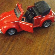 Majorette Volkswagen Beetle Convertible Diecast Car Redblack Opening Doors