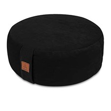Round Velvet Meditation Pillow D 13"/16" H 5.5" Yoga Bolster 16" 16" Black