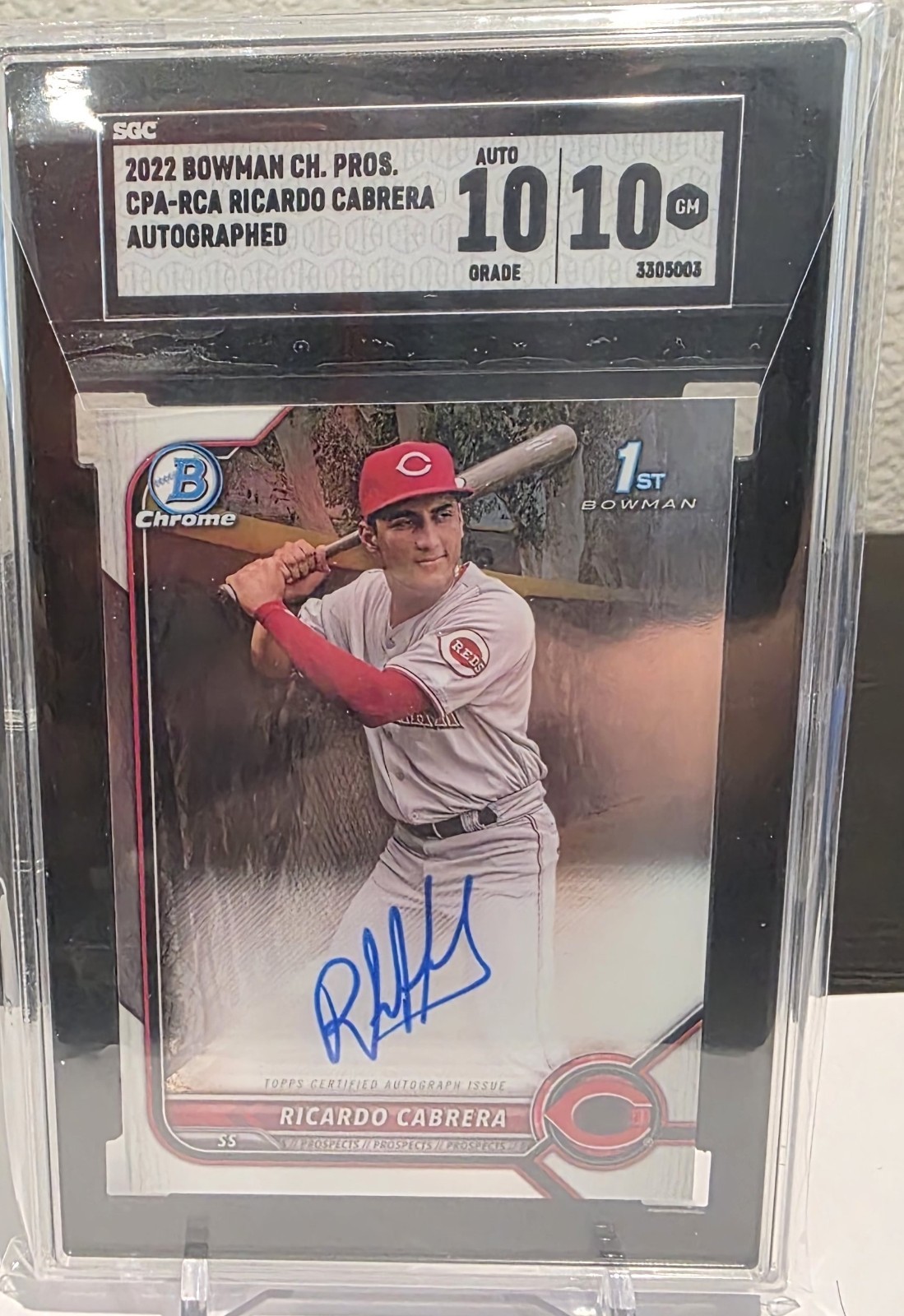 Ricardo Cabrera 2022 Bowman Chrome AUTO AUTOGRAPH - 1st Reds RC SGC 10