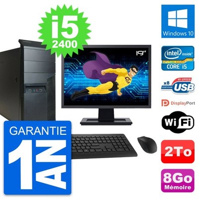 PC tour LENOVO M91p Bildschirm 19 '' Intel i5-2400 RAM 8Go Scheibe 2To Windows 10