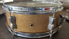 Caja de tambor Ludwig Pioneer de colección 14x5 dorado brillante insignia clave años 60