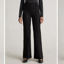 Quince Ultra-Stretch Ponte Flare Leg Pants Sz S Black Career Office Comfy